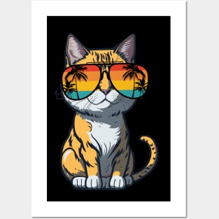 Cool Feline in Shades: Whiskered Purrfection for Cat Miaw Lovers Posters and Art